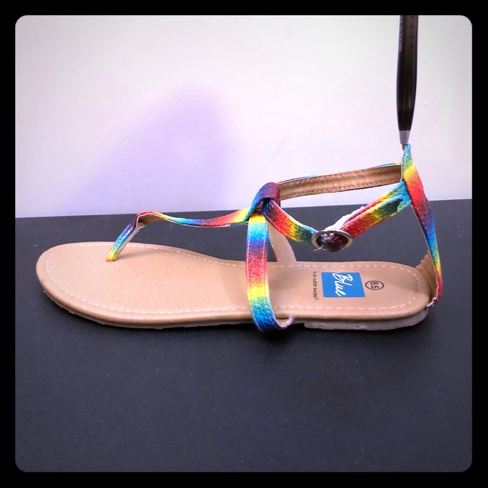 BLUE SUEDE SHOES Rainbow Sandals